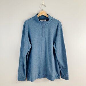 Criquet  Men's Pullover Sweater 1/4 Zip Fleece Lined Light Blue Casual Cotton XL